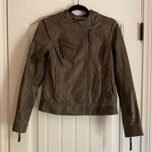 Sage Green Goatskin Leather Harley Davidson Jacket